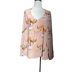 Show me your Mumu Peasant Sleeve Bohemian Chiffon Sheer Blouse Medium
